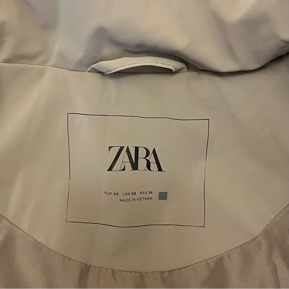 Zara Taupe Hooded Quilted Puffer Coat Size XS - Picture 14 of 16